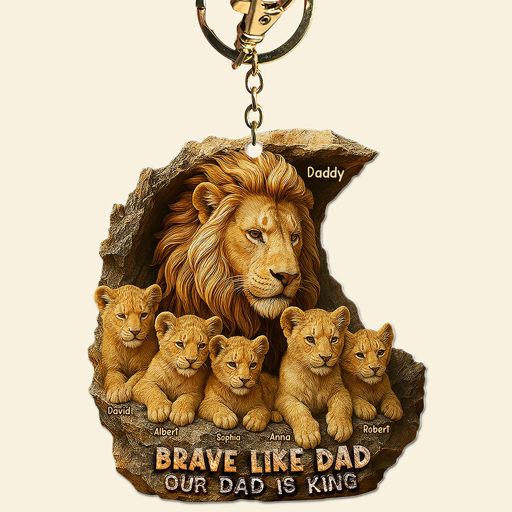 Brave Like Dad - Personalized Keychain Gift for Dads Keychains PopCulturePrints