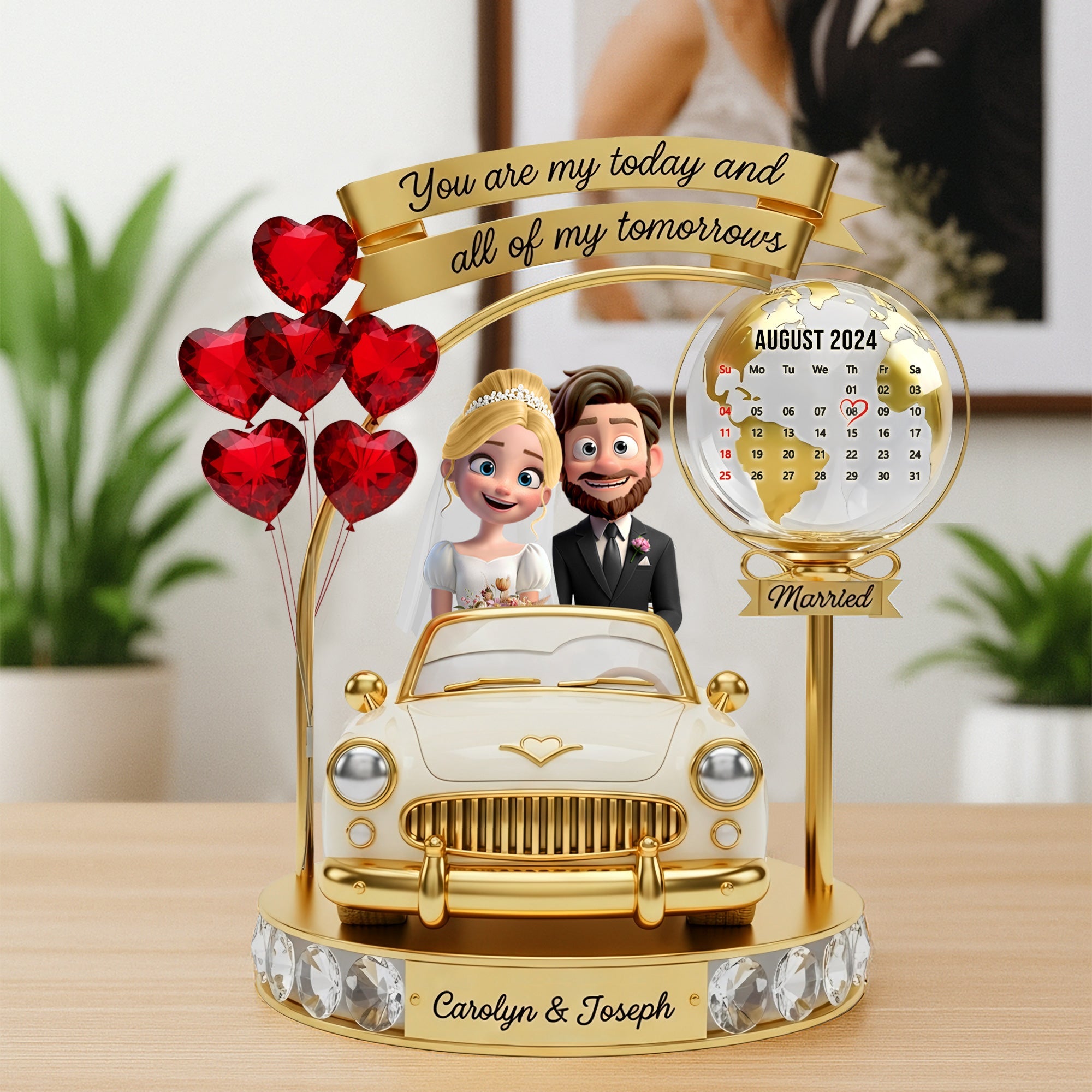 You Are My Today and All of My Tomorrows - Personalized Anniversary Couple Plaque Shaped Plaques PopCulturePrints