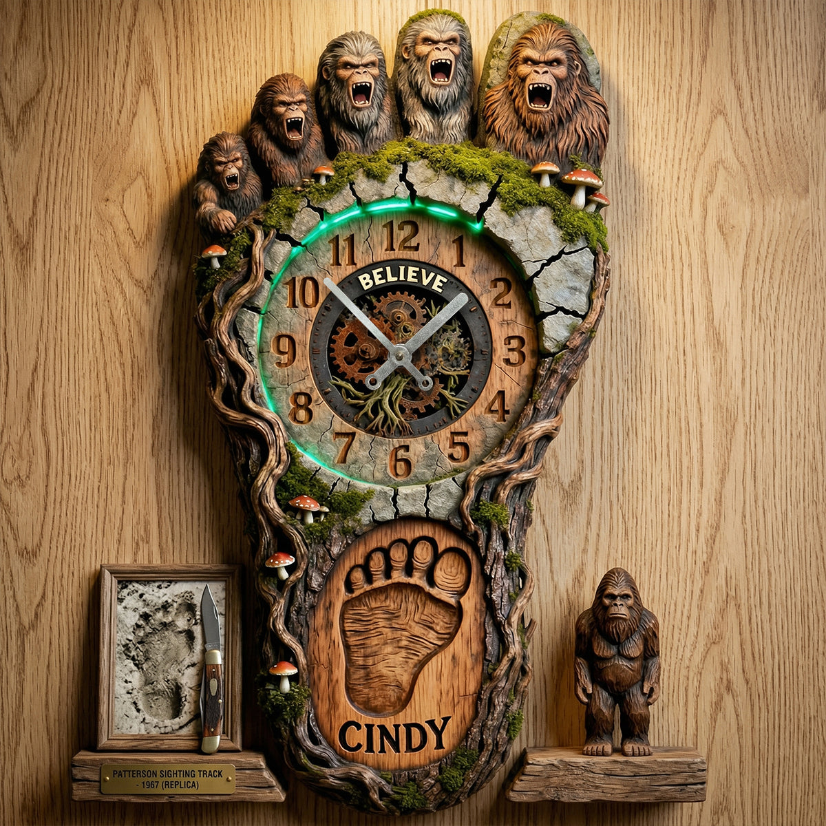 Believe in Bigfoot - Personalized Wall Clock for Adventurers and Nature Lovers Hanging Wall Clock PopCulturePrints