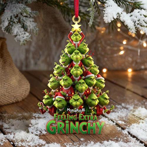 Feeling Extra Grinchy - Personalized Green Monster Acrylic Christmas Ornament Ornament PopCulturePrints