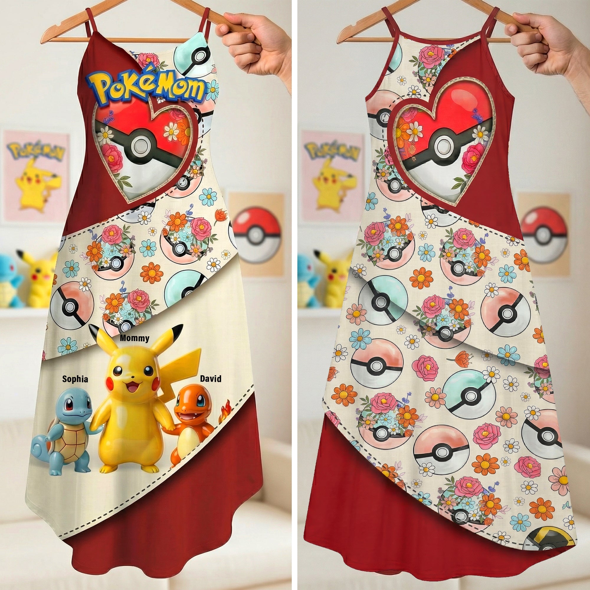 “For the Ultimate Pokémon Mom!” - Mom Of Pocket Creature Maxi Dress - Personalized Gifts For Mom Dress PopCulturePrints