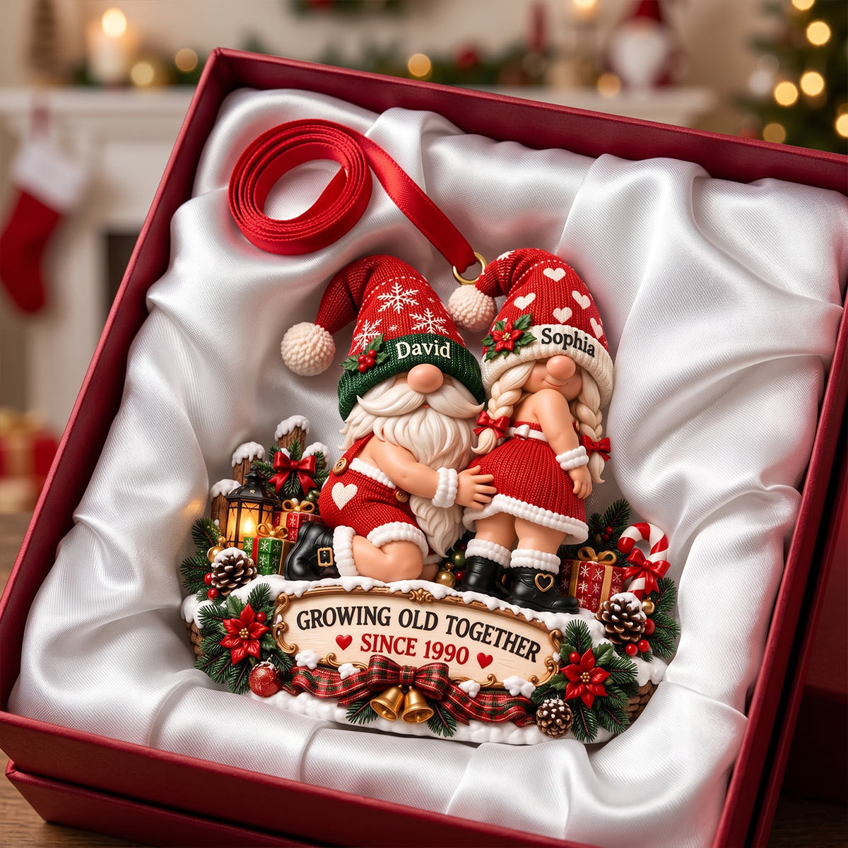 Growing Old Together - Personalized Cheeky Old Couple Ornament for Christmas