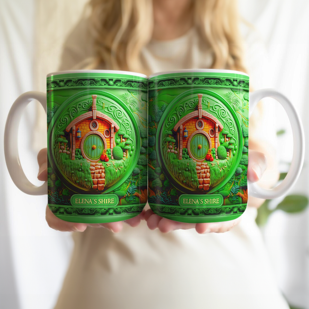 Personalized Fantasy Adventure Coffee Mug - Custom Hobbit House Design