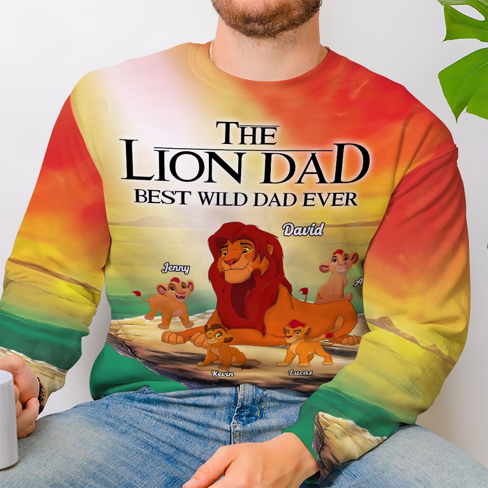 Personalized Lion Dad 3D T-Shirt - Best Dad Ever! AOP Products PopCulturePrints
