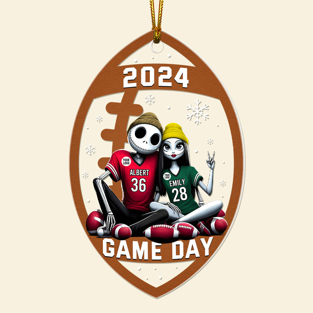 Custom Football Ornament for Couples - Personalized 2024 Valentine’s Day Gifts Ornament PopCulturePrints