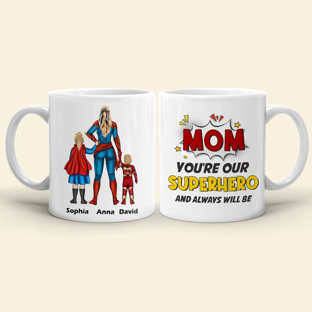 Personalized Superhero Mom Mug - Custom Gift for Mom Coffee Mug PopCulturePrints
