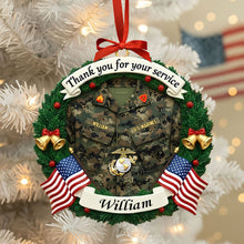 Load image into Gallery viewer, Thank You for Your Service - Personalized Military Christmas Ornament for Veterans Ornament PopCulturePrints
