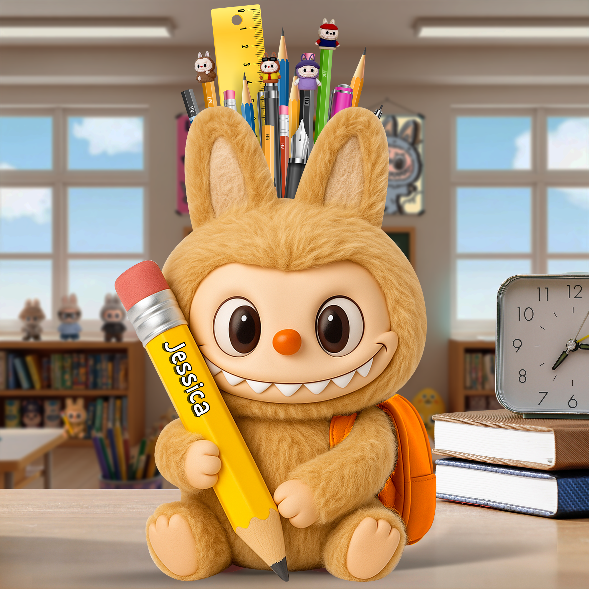 Fluffy Buddy Wooden Pen Holder - Your Personalized Gift for Kids Pen Holder PopCulturePrints