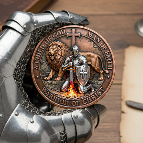 A Child of God, Man of Faith - Warrior of Christ Personalised Metal Coin - Perfect Gift for Christians Coin PopCulturePrints