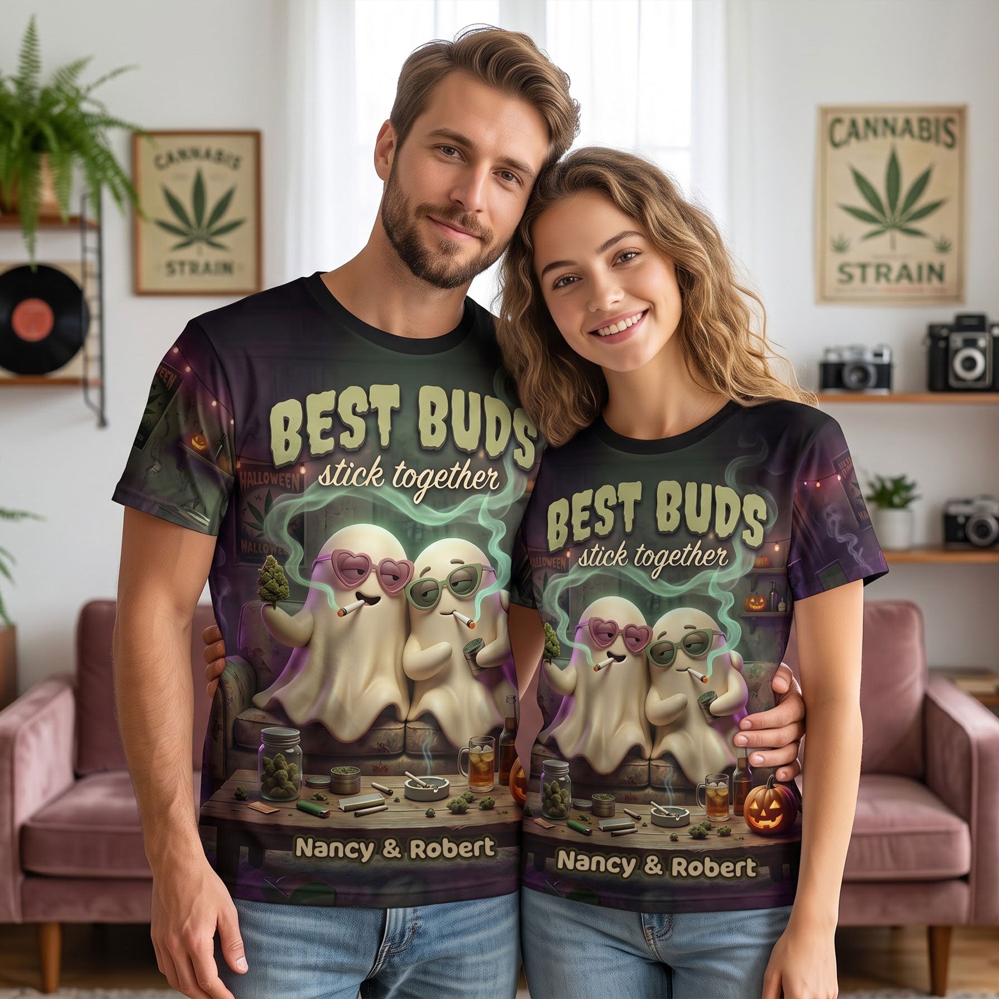 Funny Ghost Soulmates Shirt - Personalized Halloween Gifts For Couple 04toti140826 AOP Products PopCulturePrints