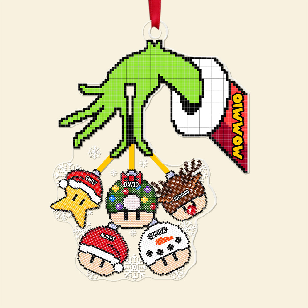 Personalized Family Christmas Ornament - Pixel Art Design Ornament PopCulturePrints
