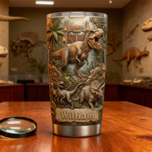 Load image into Gallery viewer, "Unleash Your Inner Dinosaur!" - Customizable Dinosaur Tumbler - Perfect Gift for Dinosaur Lovers Tumbler Cup PopCulturePrints
