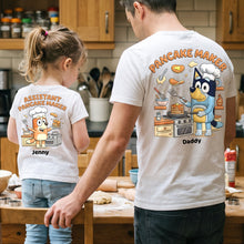 Load image into Gallery viewer, “Flip Flap for Family Fun!” - Personalized Lovely Pancake Maker Dad &amp; Kids Shirt - Gift for Dads, Kids, Grandpas Shirts PopCulturePrints
