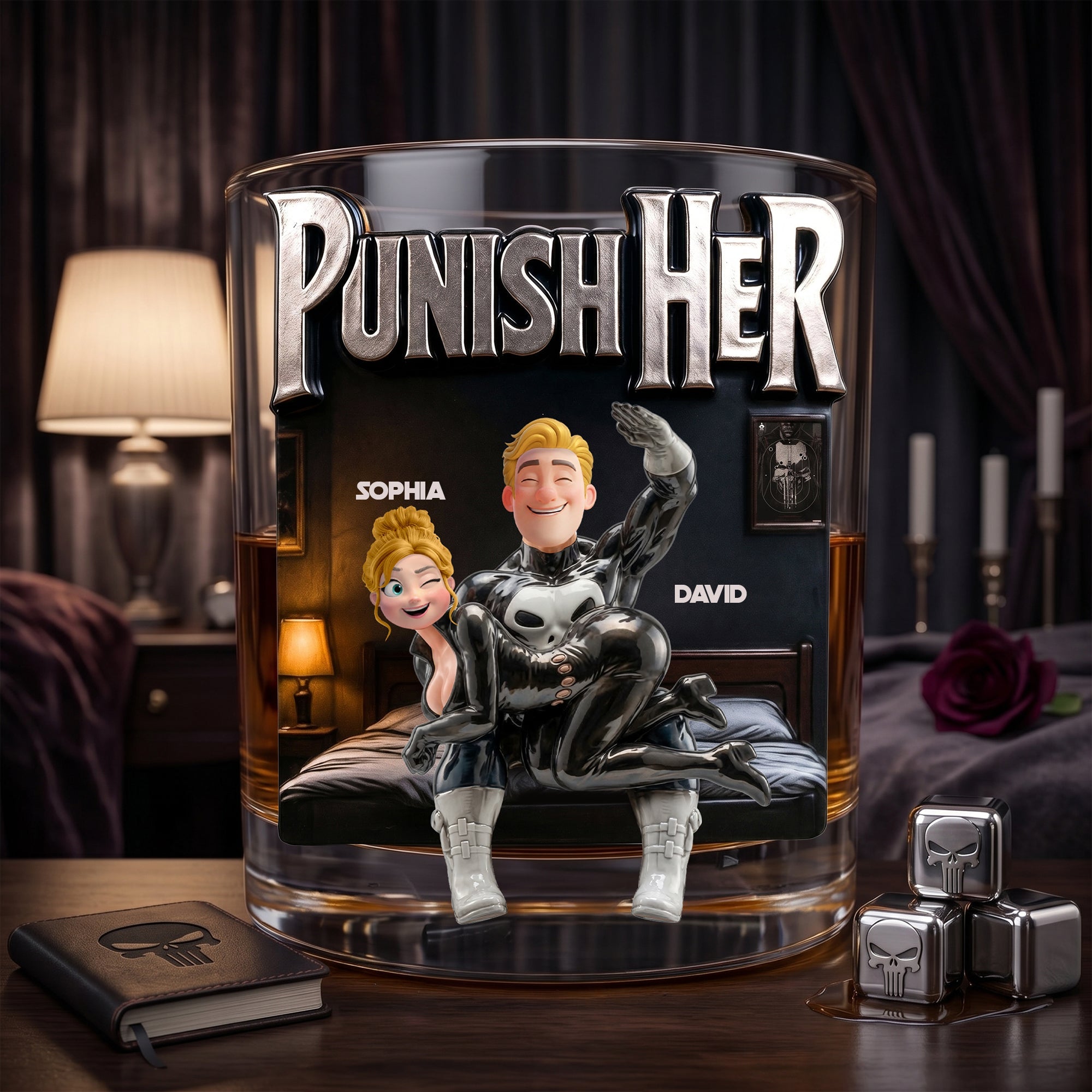 “Together is a Wonderful Place to Be” - Playful Couple Round Glass - Personalized Gift for Couples Glass PopCulturePrints