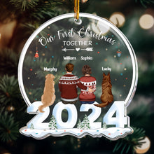 Load image into Gallery viewer, Personalized Our First Christmas Together Acrylic Ornament with Dogs - 2024 Custom Shaped Acrylic Ornament PopCulturePrints
