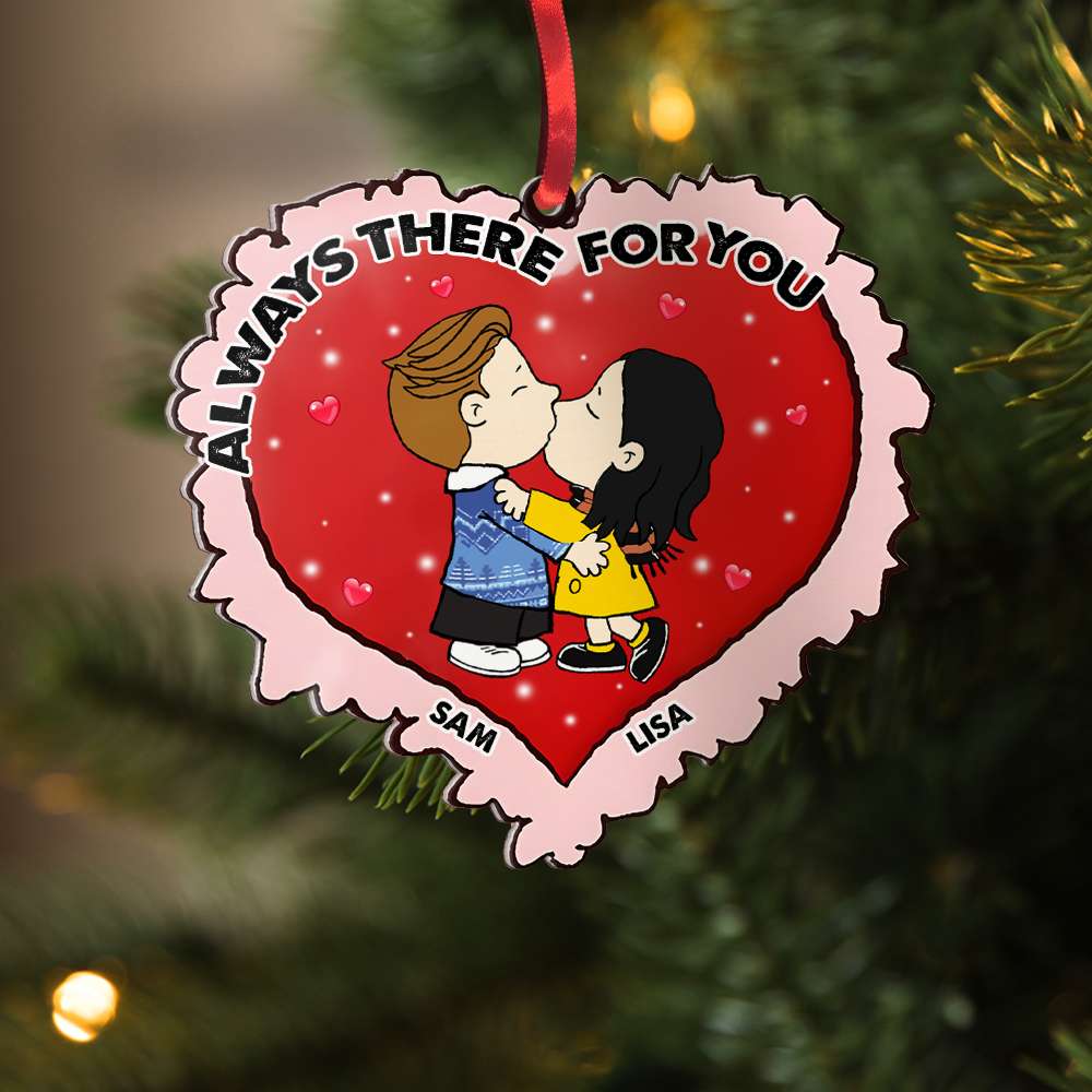 Personalized Couple Ornament - Acrylic Kissing Love Heart