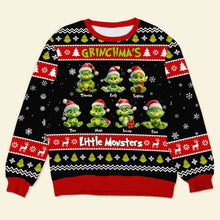 Load image into Gallery viewer, Custom Ugly Sweater for Grandma with Little Green Monsters
