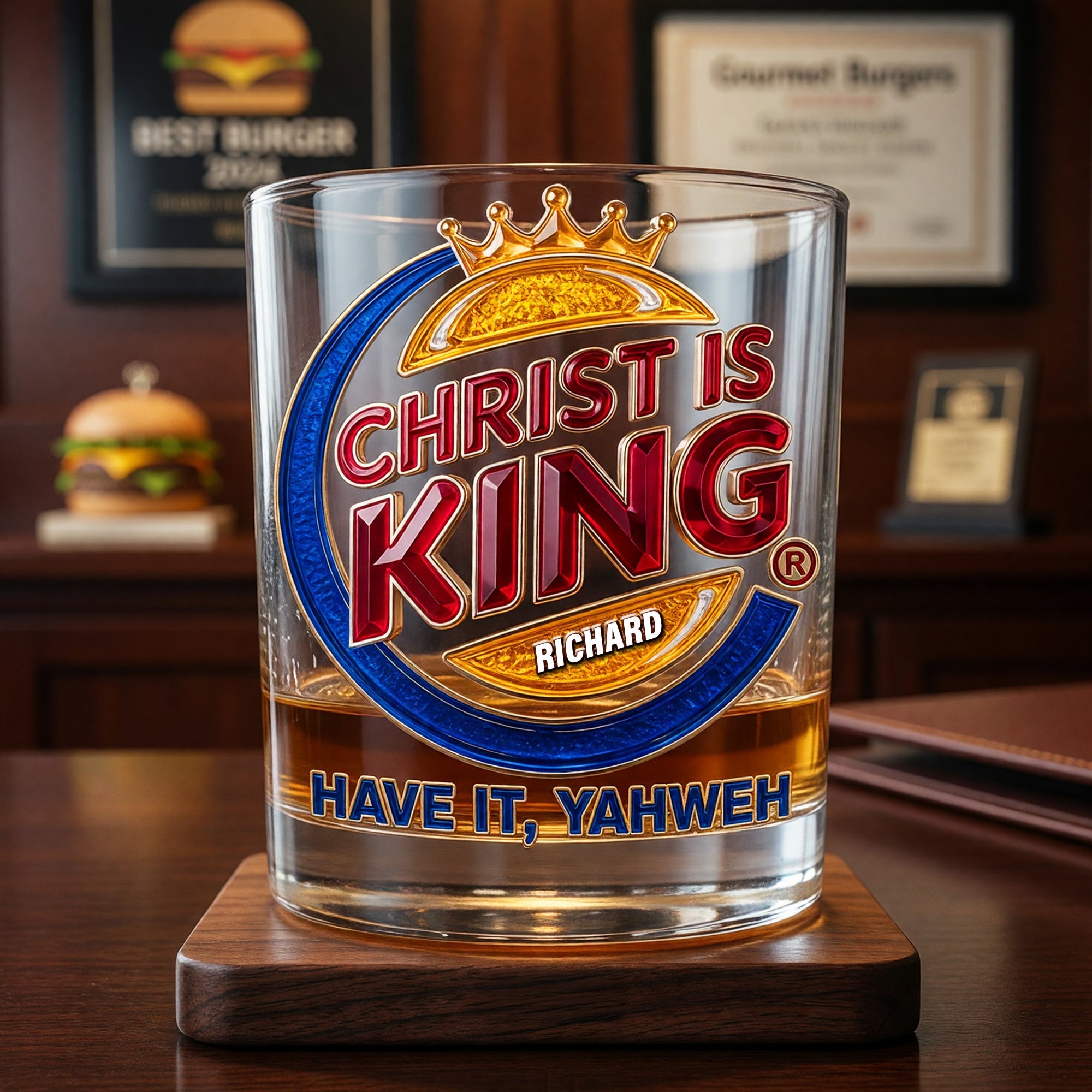 Crowned In Faith Round Glass - Personalized Christian Gift for Believers Glass PopCulturePrints