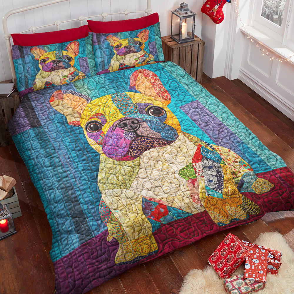 French Bulldog Christmas Quilt Bed Set - Perfect Gift for Dog Lovers Blanket PopCulturePrints