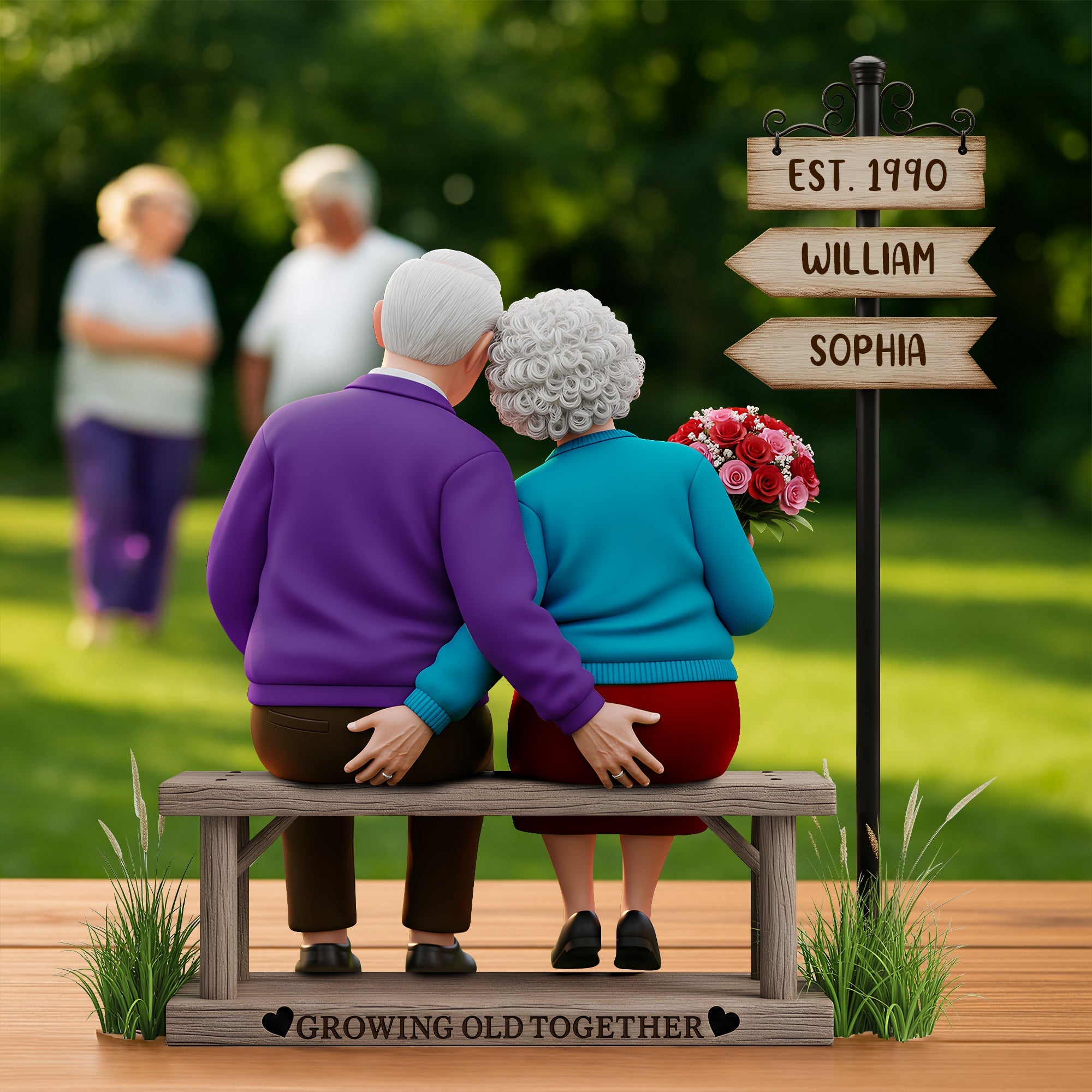 Growing Old Together - Funny Old Couple Acrylic Plaque - Personalized Gift for Couples Shaped Plaques PopCulturePrints