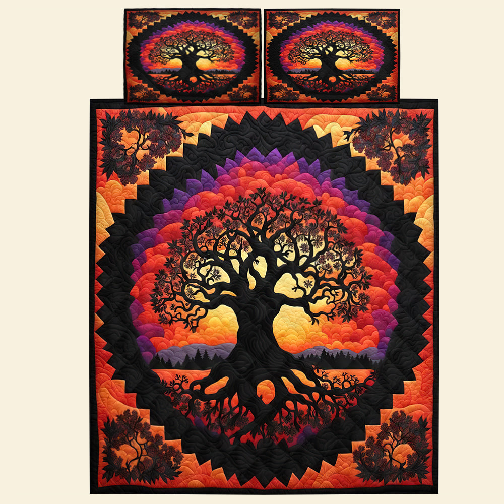 Tree of Life Quilt Bed Set - Vibrant and Meaningful Bedding Blanket PopCulturePrints