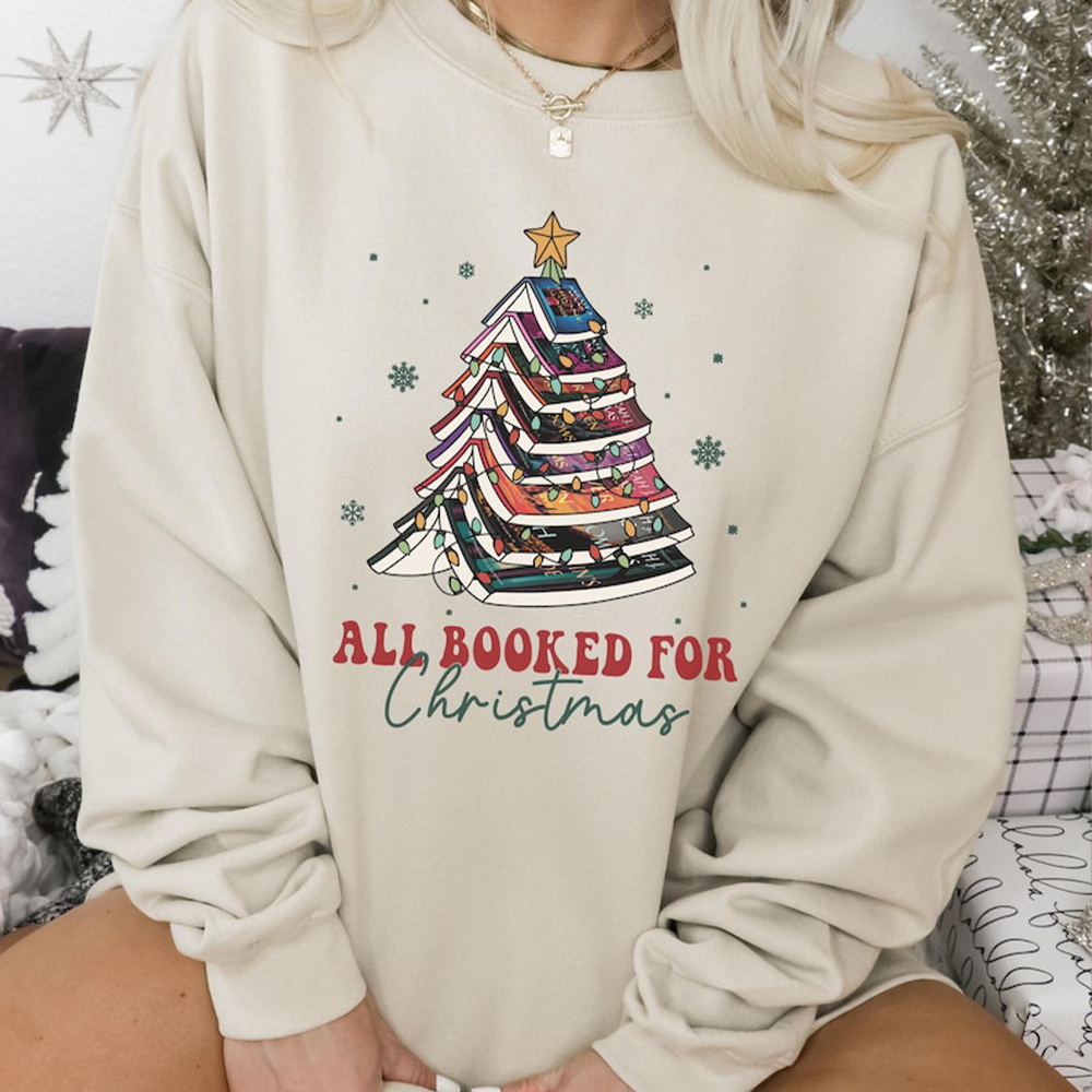 Book Lovers' Christmas Tree Sweatshirt