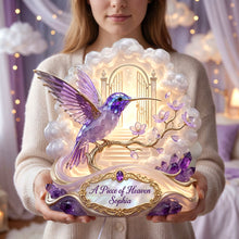 Load image into Gallery viewer, A Piece of Heaven - Personalized Memorial Hummingbird Acrylic Light Box
