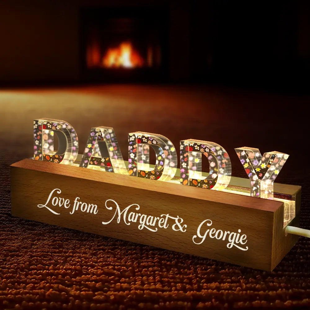 Love from Family - Personalized Floral Letter LED Light for Mom, Grandma & Special Occasions Custom Shaped LED Light PopCulturePrints