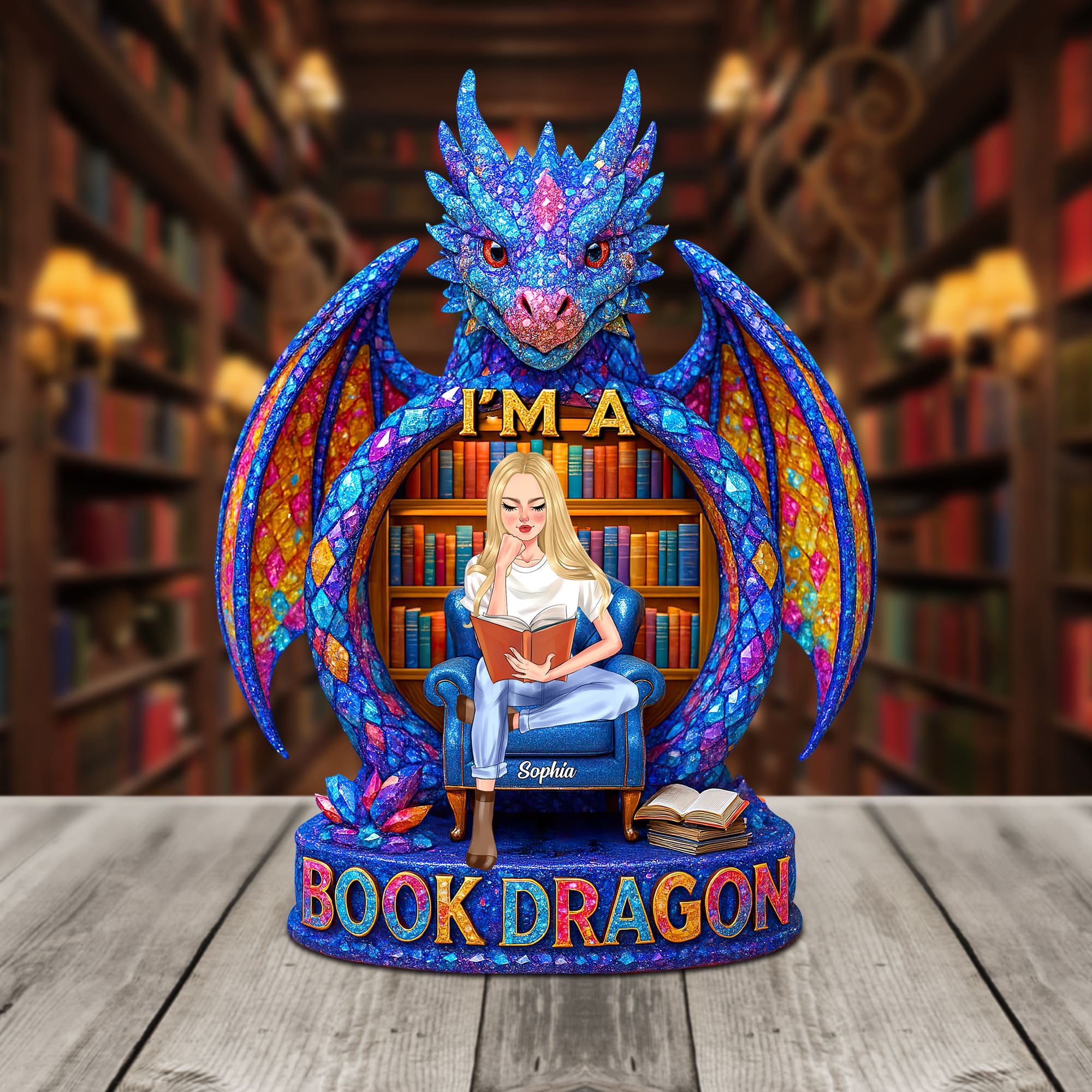 I'm A Book Dragon - Personalized Gift for Book Lovers Plaque Shaped Plaques PopCulturePrints