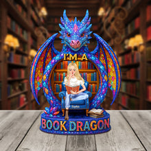 Load image into Gallery viewer, I&#39;m A Book Dragon - Personalized Gift for Book Lovers Plaque Shaped Plaques PopCulturePrints
