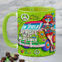 Load image into Gallery viewer, Personalized Hippie Style Accent Mug - Wildflower Design Coffee Mug PopCulturePrints
