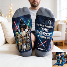 Load image into Gallery viewer, “Do Not Disturb, The Force is With Me” - Cosmic Middle Tube Socks | Personalized Gift for Star Wars Fans
