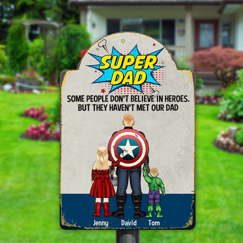 Super Dad Personalized Metal Sign with Kids Metal Signs PopCulturePrints