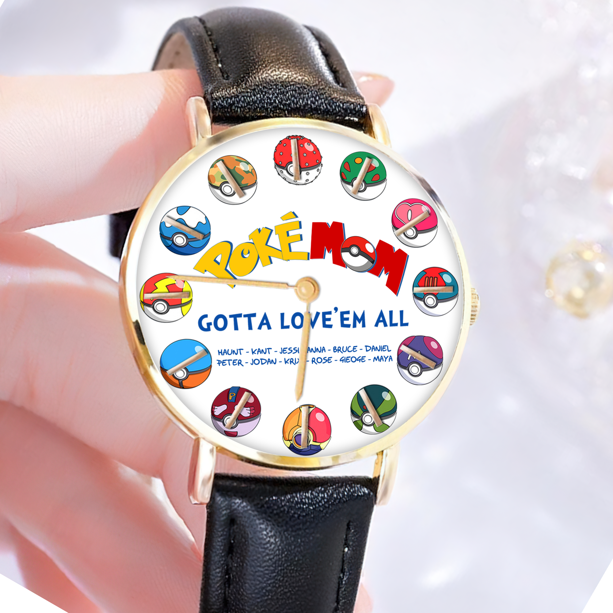 Gotta Love 'Em All - Personalized Watch for Mom Men's Watch PopCulturePrints