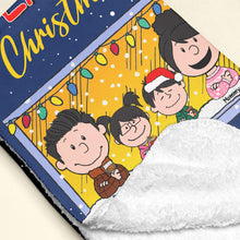 Load image into Gallery viewer, Custom Family Cartoon Christmas Blanket - Peanuts Style
