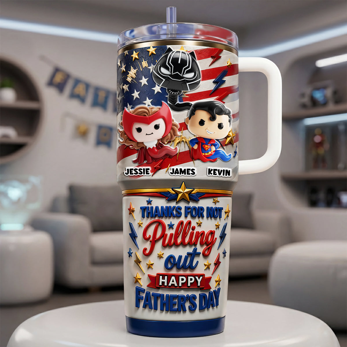 “Thanks For Not Pulling Out” – Funny Hero Sperm Tumbler – Personalized Gift for Dad, Grandpa, or any Dad figure Tumbler Cup PopCulturePrints