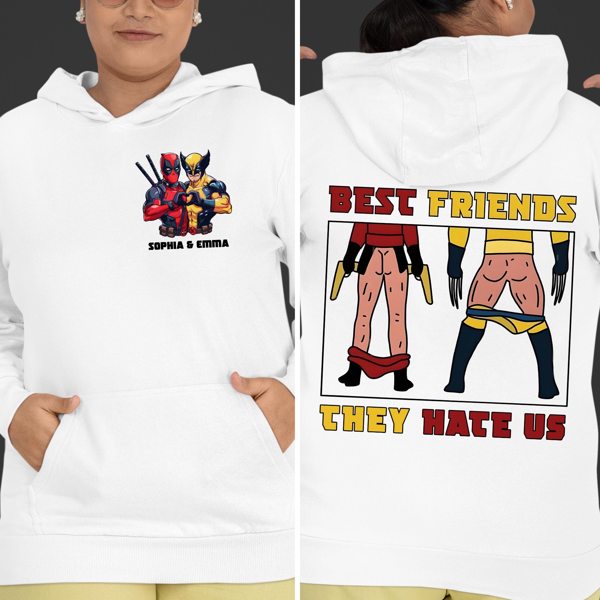 Best Friends Custom Hoodie - Deadpool & Wolverine Design