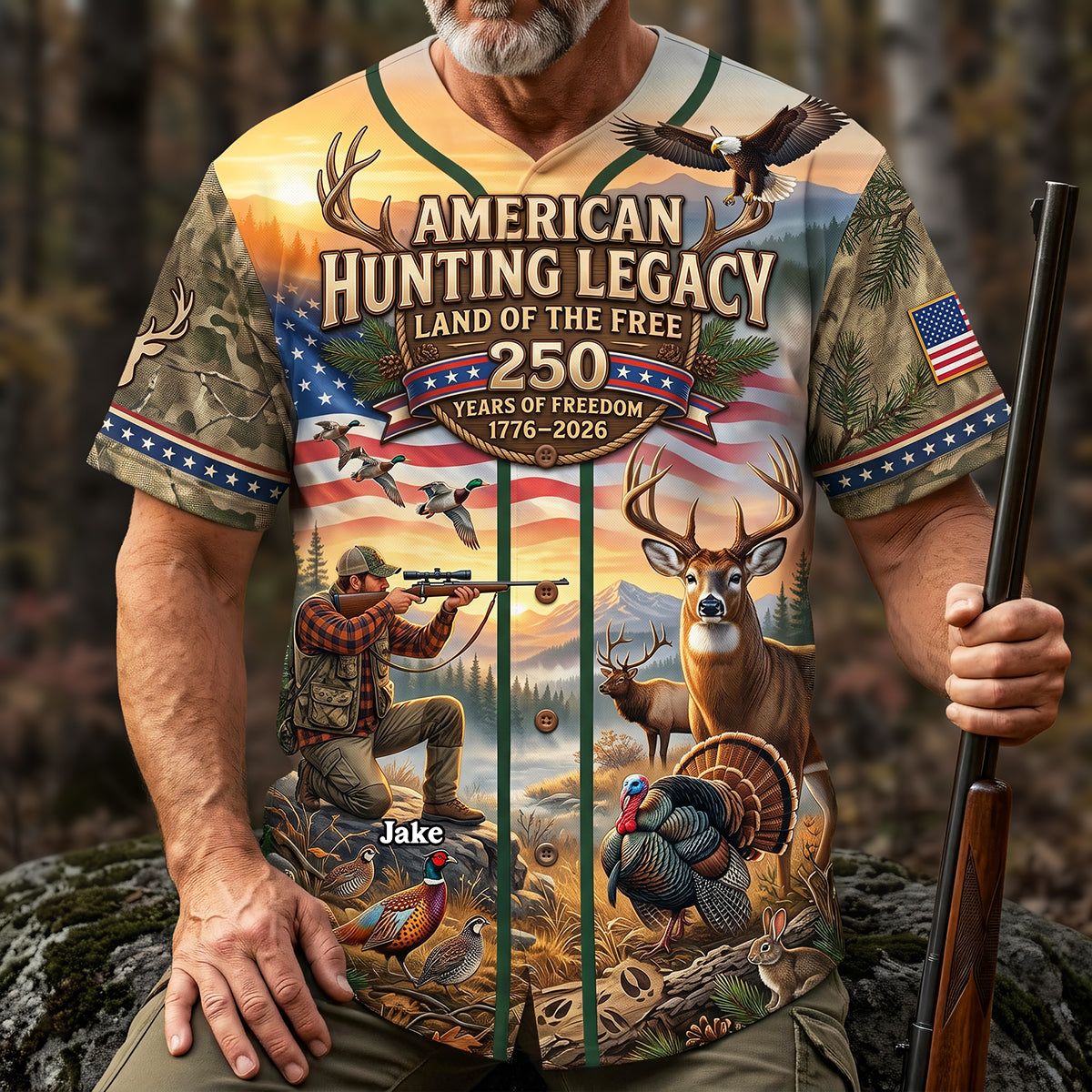 Celebrate 250 Years of Freedom: Personalized Hunting Legacy Jersey Shirt