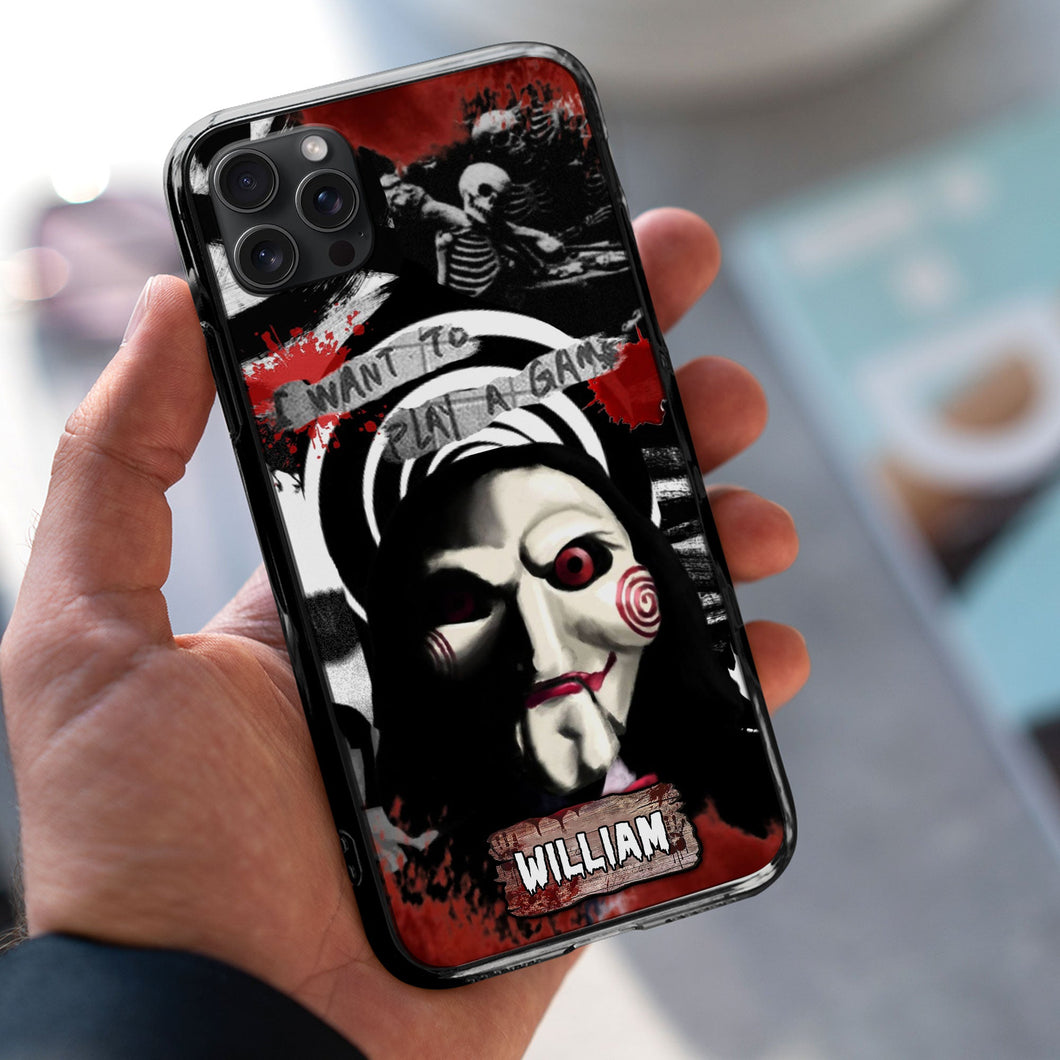 Personalized Halloween Horror Movie Character Phone Case - Customizable Name