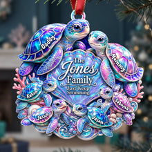 Load image into Gallery viewer, Just Keep Swimming - Personalized Turtle Family Ornament for Christmas
