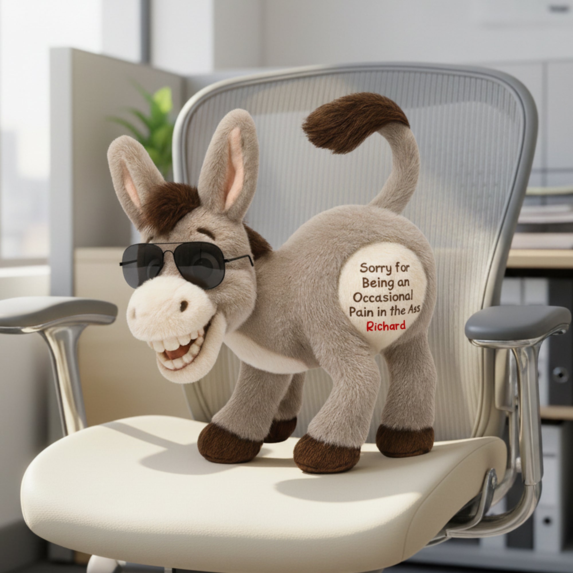 "Bring a Smile to Your Coworkers – Funny Donkey Custom Shape Pillow - Personalized Gifts for Boss, Friends & Office Mates" Pillow PopCulturePrints