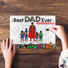Load image into Gallery viewer, Best Dad Ever Jigsaw Puzzle - Personalized Gift for Dad, Superhero Theme Jigsaw Puzzles PopCulturePrints
