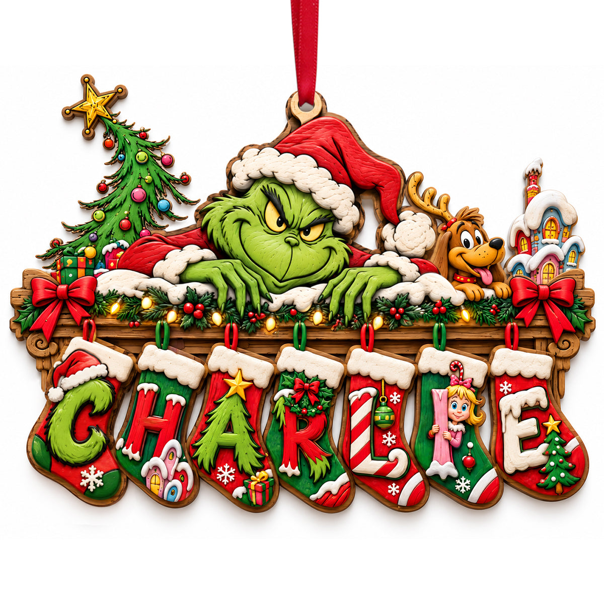 "Make This Christmas Special!" - Personalized Name Art Alphabet Stocking Ornament - Custom Gift for Family, Friends, and Loved Ones