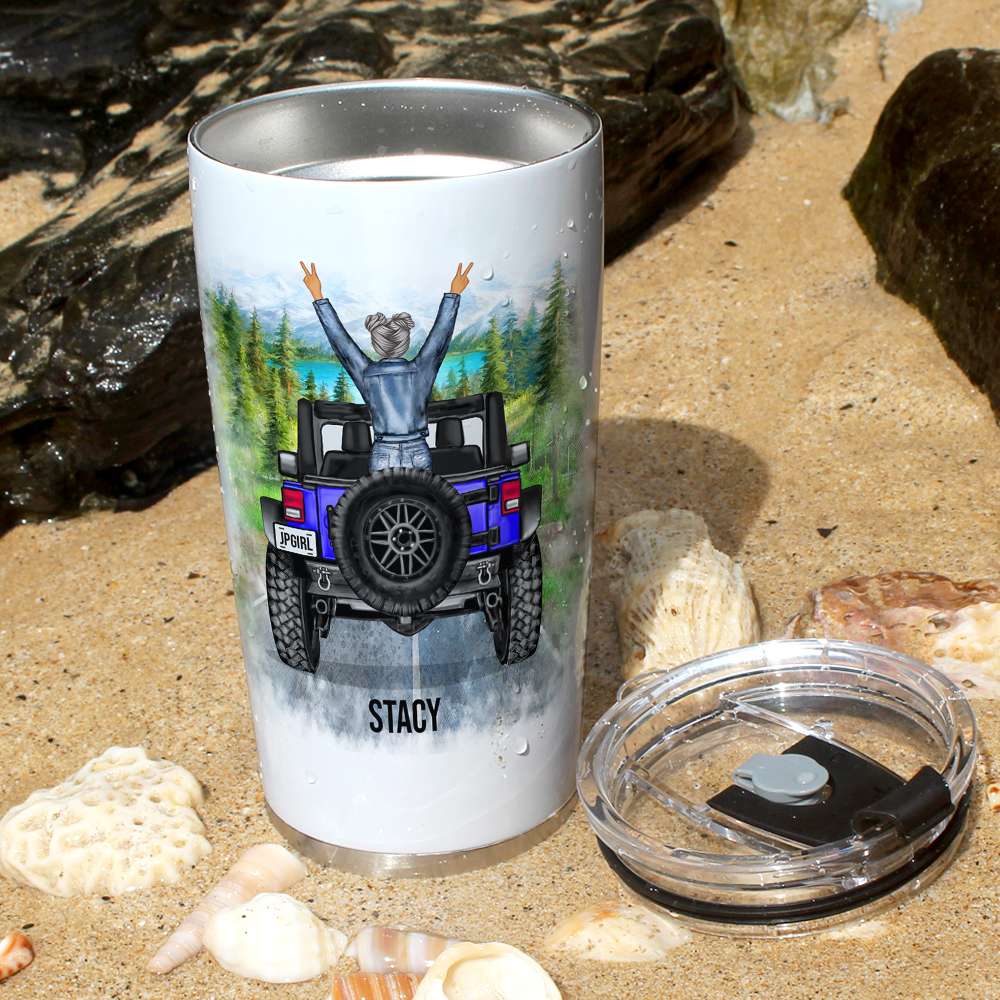 Personalized Adventure Girl Jeep Tumbler