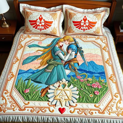 Unique Adventure Game Lover Couple Quilt Bed Set - Perfect Valentine's Day Gifts for Gamers Blanket PopCulturePrints