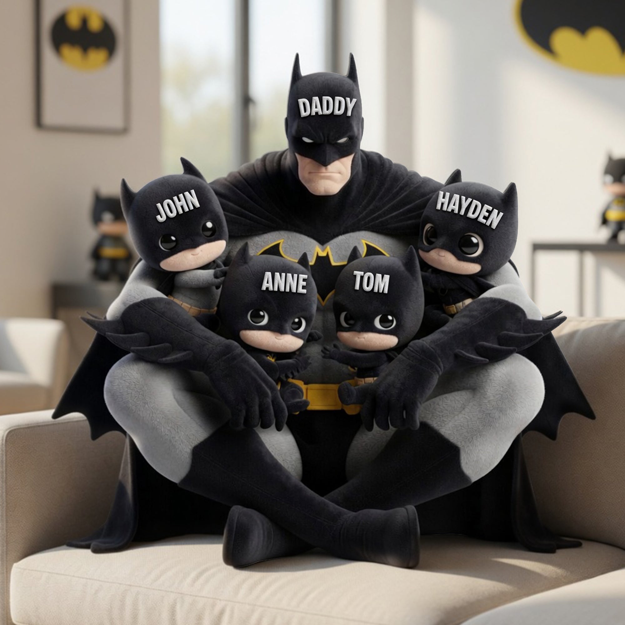 “Every Hero Needs Their Sidekicks” - Custom Shape Pillow for Dads - Personalized Gifts for Dads, Grandpas, and More Pillow PopCulturePrints