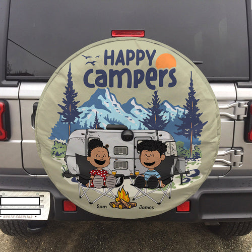 Personalized Happy Campers Tire Cover - Perfect Gift for Camping Couples Tire Covers PopCulturePrints