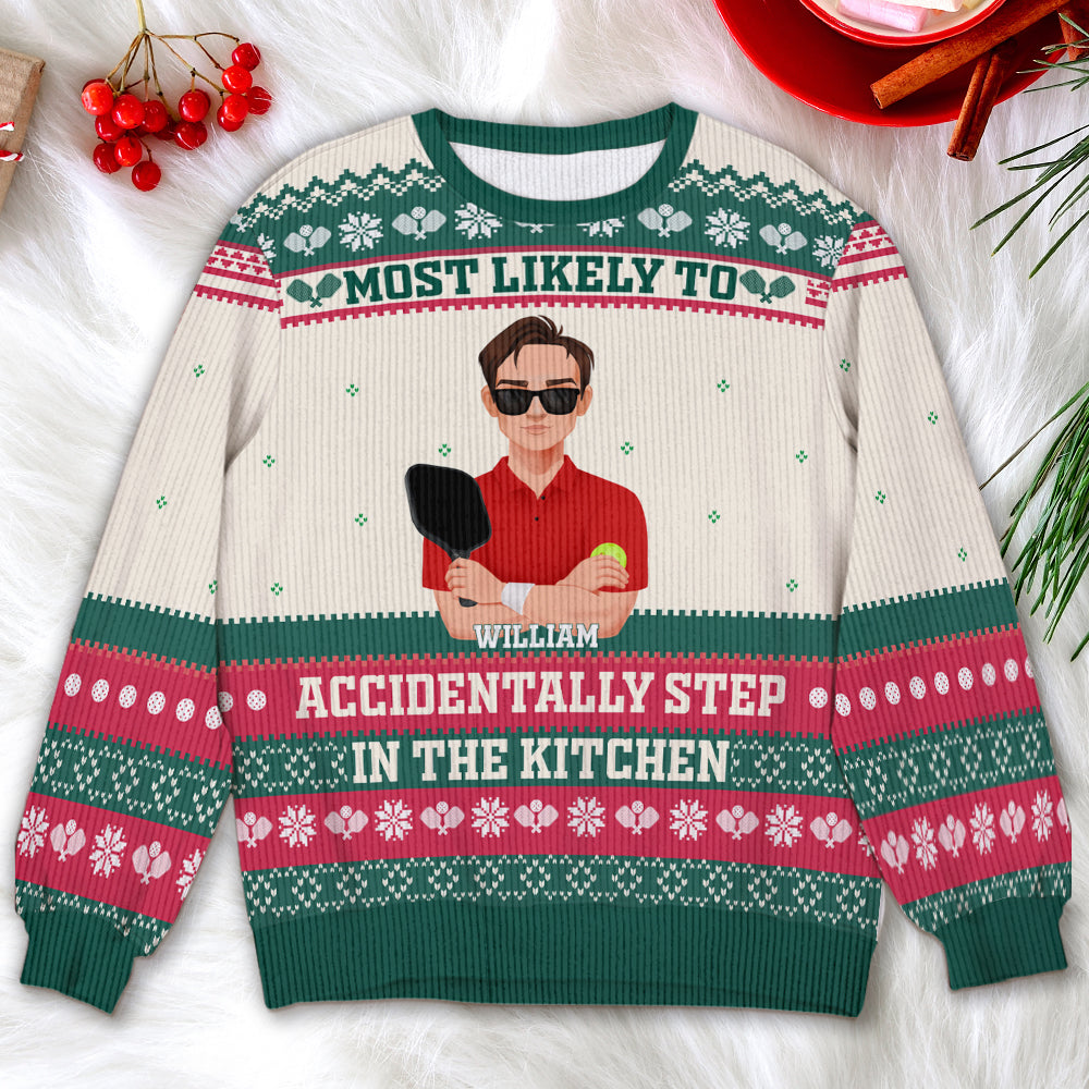 Personalized Pickleball Lover Christmas Sweater - Most Likely To Design