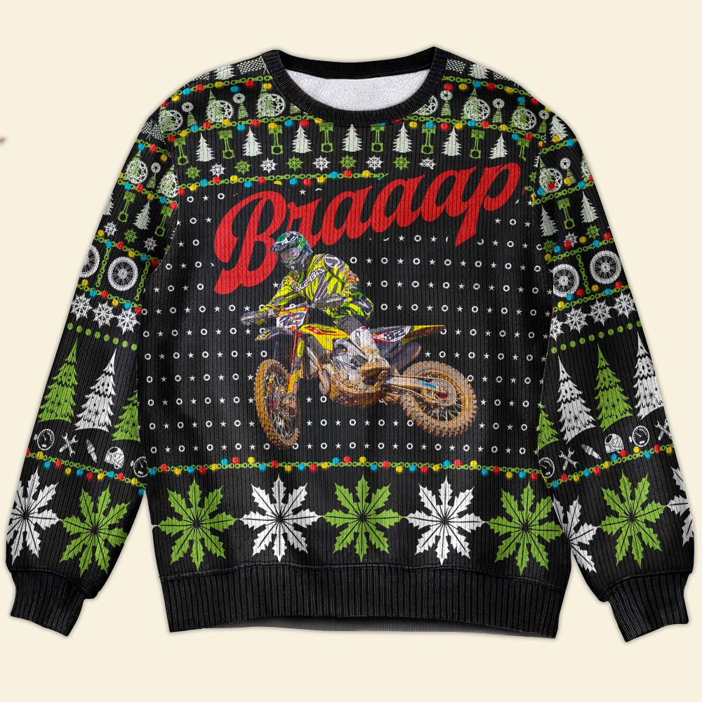 Personalized Ugly Christmas Sweater for Motocross Enthusiasts