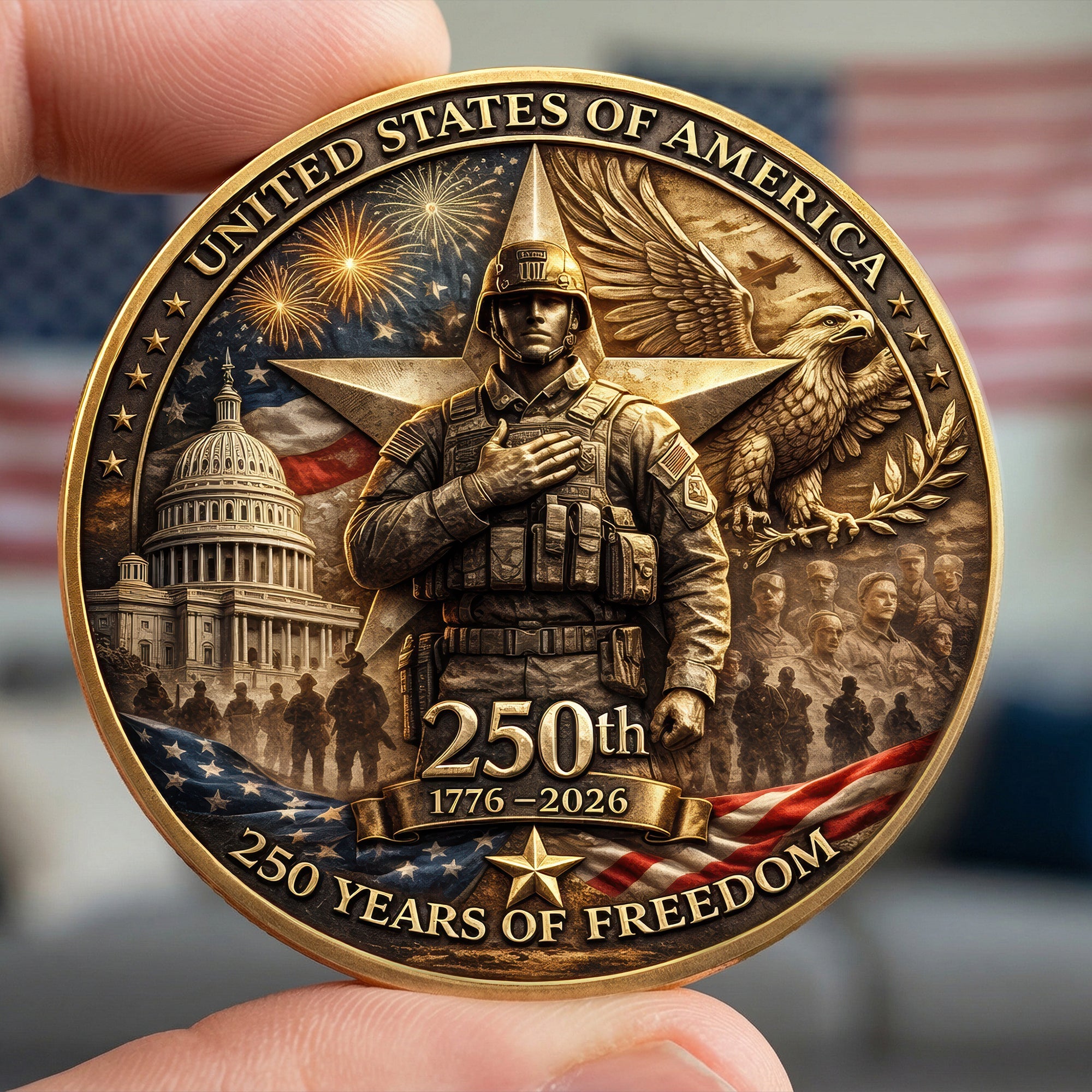Celebrate 250 Years of Freedom - Personalized Anniversary Gift Coin Coin PopCulturePrints
